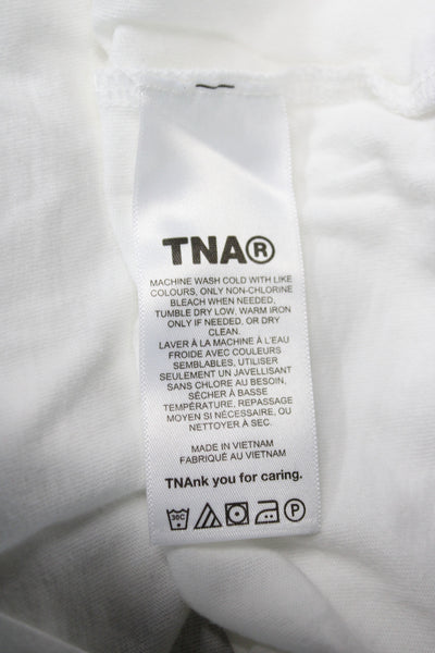 TNA Women Basic White Cotton Crew Neck T-Shirt Short Sleeve Size 2XS