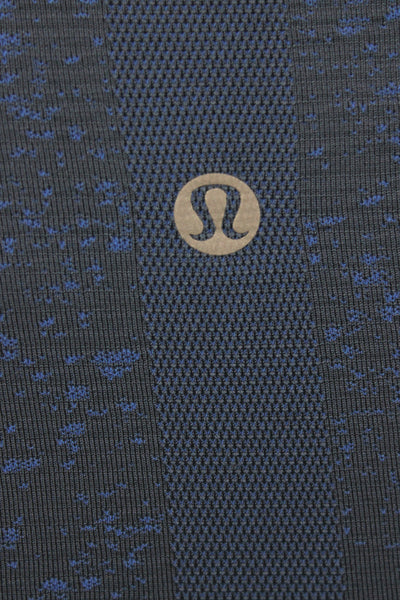 Lululemon Womens Pullover Tee Long Sleeve Crew Neck Blue Spotted Nylon Size 0