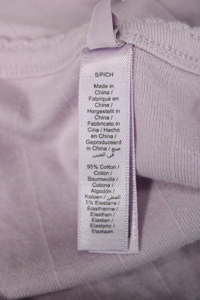 Skims Women Purple Striped Cropped T-Shirt Crew Neck Short Sleeve Size S