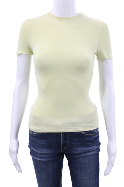 Skims Women Basic T-Shirt Yellow Crew Neck Cotton Short Sleeve Size XS
