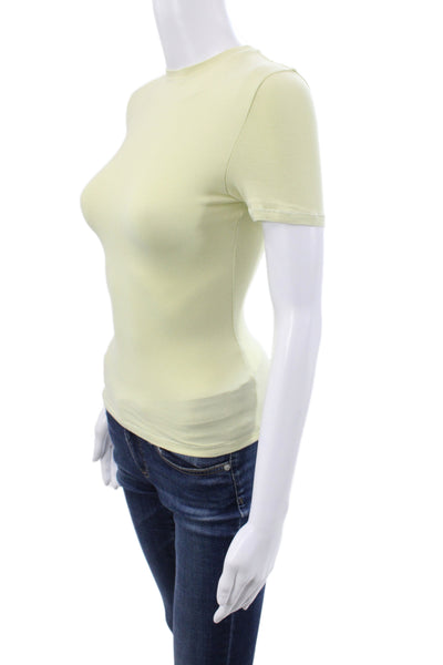 Skims Women Basic T-Shirt Yellow Crew Neck Cotton Short Sleeve Size XS