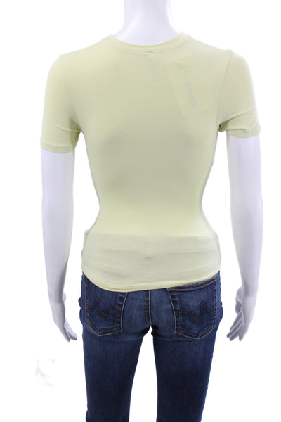 Skims Women Basic T-Shirt Yellow Crew Neck Cotton Short Sleeve Size XS