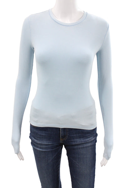 Aritzia Women Basic Blue Crew Neck Long Sleeve T-Shirt Size 2XS