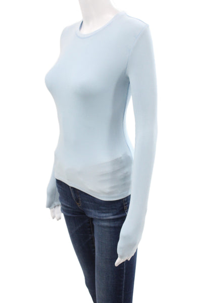 Aritzia Women Basic Blue Crew Neck Long Sleeve T-Shirt Size 2XS