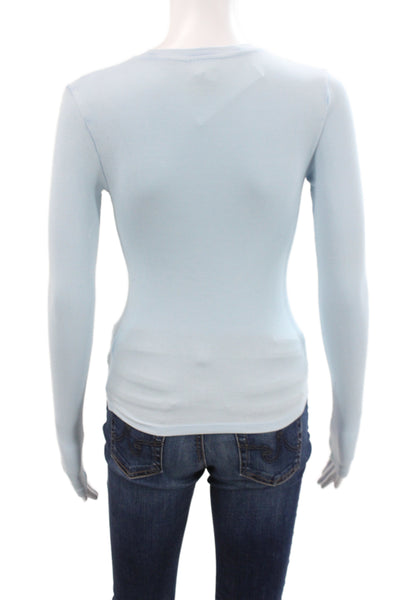 Aritzia Women Basic Blue Crew Neck Long Sleeve T-Shirt Size 2XS