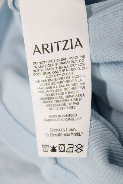 Aritzia Women Basic Blue Crew Neck Long Sleeve T-Shirt Size 2XS