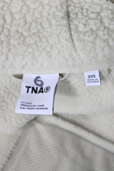 TNA Womens Basic Jacket Ivory Zip Polyester Long Sleeve Size 2XS