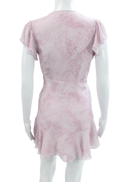 Wilfred Womens Mini Dress Pink Animal V Neck Tie Short Sleeve Size 2XS