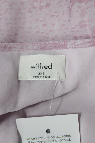 Wilfred Womens Mini Dress Pink Animal V Neck Tie Short Sleeve Size 2XS