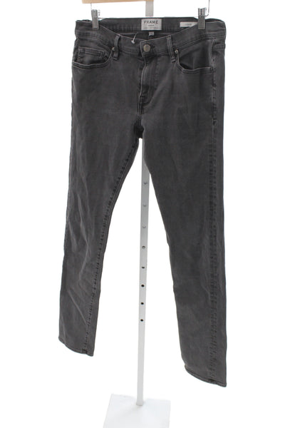 Frame Mens Skinny Gray Cotton Jeans Button Fly 30in Inseam Size 32