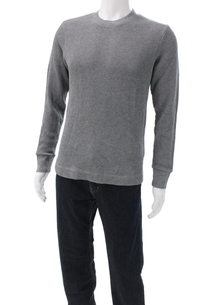 Theory Mens Basic T-Shirt Gray Cotton Crew Neck Long Sleeve Size M