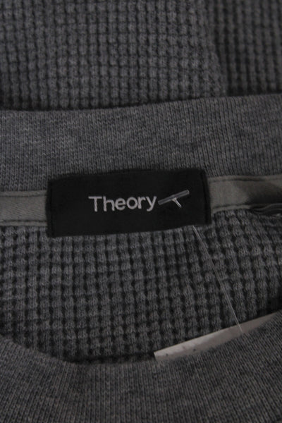 Theory Mens Basic T-Shirt Gray Cotton Crew Neck Long Sleeve Size M