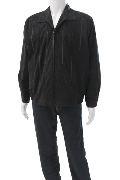 St. Croix Mens Bomber Jacket Black Zip Solid Fall Size M