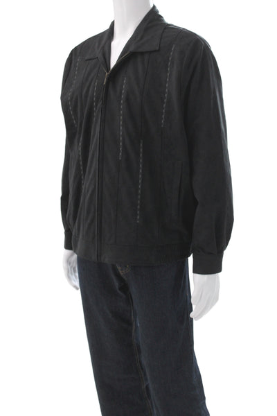 St. Croix Mens Bomber Jacket Black Zip Solid Fall Size M