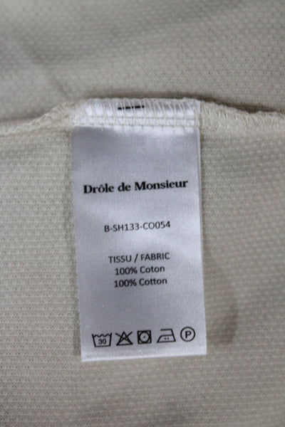 Drole De Monsieur Mens Cotton Short Sleeve Button-Down Shirt Beige Size S