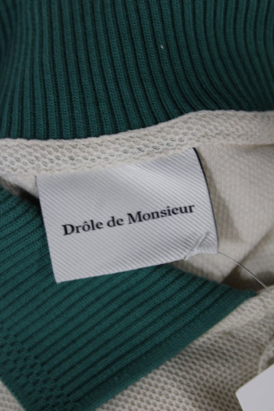 Drole De Monsieur Mens Cotton Short Sleeve Button-Down Shirt Beige Size S