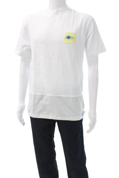 Jacquemus Mens Basic White T-Shirt Graphic Crew Neck 100% Cotton Size M
