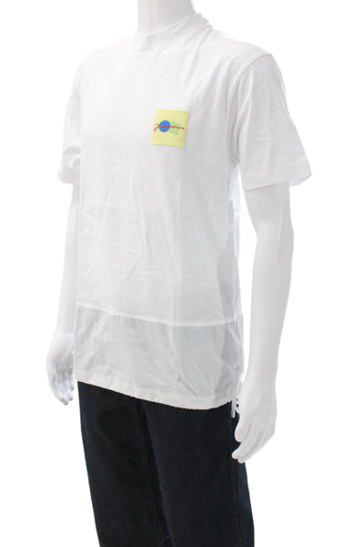 Jacquemus Mens Basic White T-Shirt Graphic Crew Neck 100% Cotton Size M