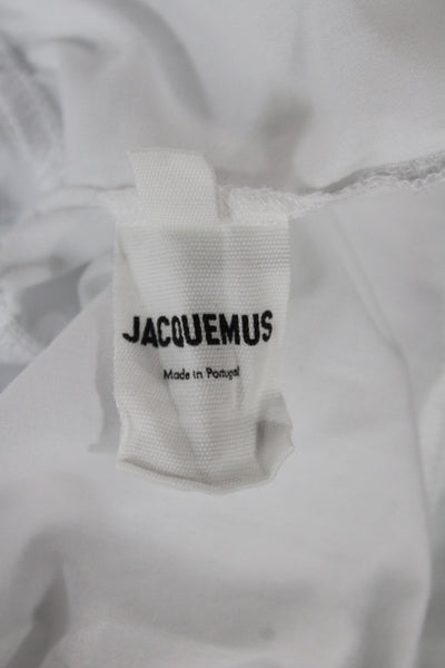Jacquemus Mens Basic White T-Shirt Graphic Crew Neck 100% Cotton Size M
