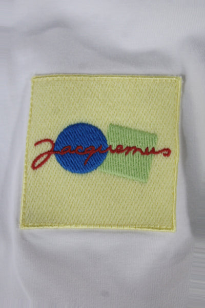 Jacquemus Mens Basic White T-Shirt Graphic Crew Neck 100% Cotton Size M
