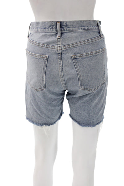 Agolde Women Cut-Off Blue Cotton Shorts Button Closure Casual Size 23