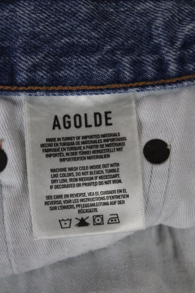 Agolde Women Cut-Off Blue Cotton Shorts Button Closure Casual Size 23