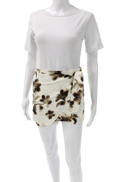 Bec & Bridge Womens Floral Mini Skort Brown Tie Waist Size 2