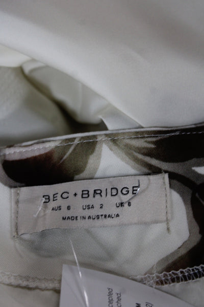Bec & Bridge Womens Floral Mini Skort Brown Tie Waist Size 2