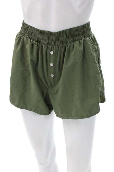 Donni Womens Utility Green Cotton Solid Button Shorts Size XS