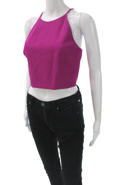 Badgley Mischka Women Cropped Halter Tank Pink Polyester Sleeveless Size 4
