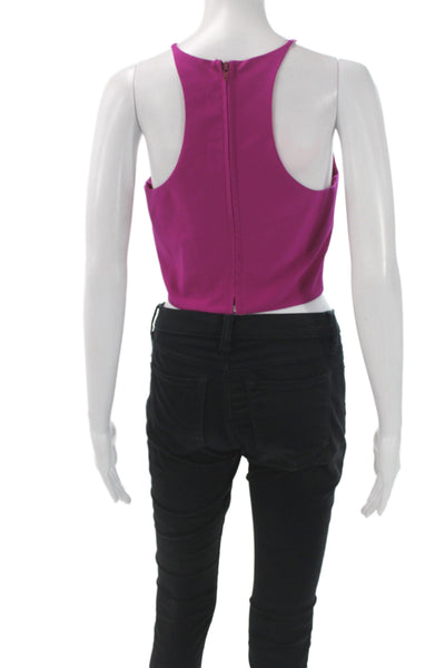 Badgley Mischka Women Cropped Halter Tank Pink Polyester Sleeveless Size 4