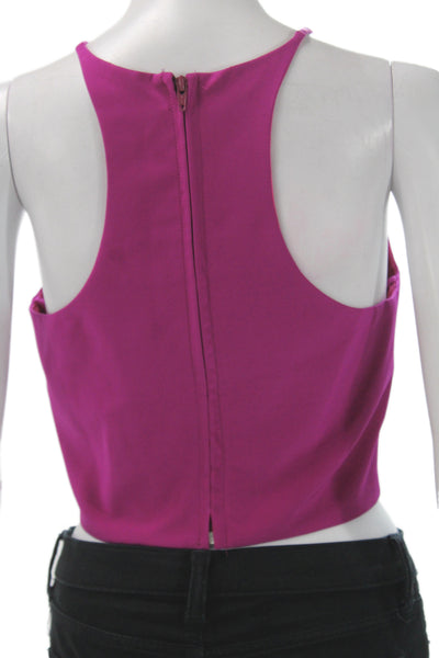 Badgley Mischka Women Cropped Halter Tank Pink Polyester Sleeveless Size 4