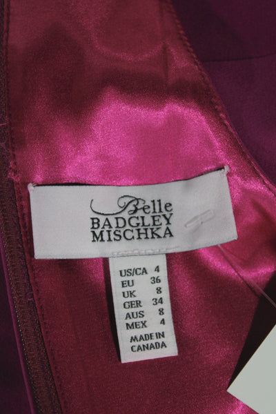 Badgley Mischka Women Cropped Halter Tank Pink Polyester Sleeveless Size 4