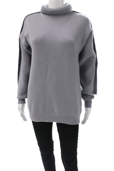 Tibi Women Pullover Turtleneck Gray Long Sleeve Size 2XS
