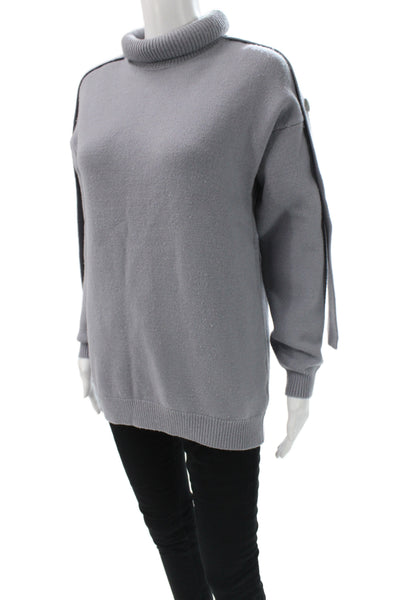 Tibi Women Pullover Turtleneck Gray Long Sleeve Size 2XS