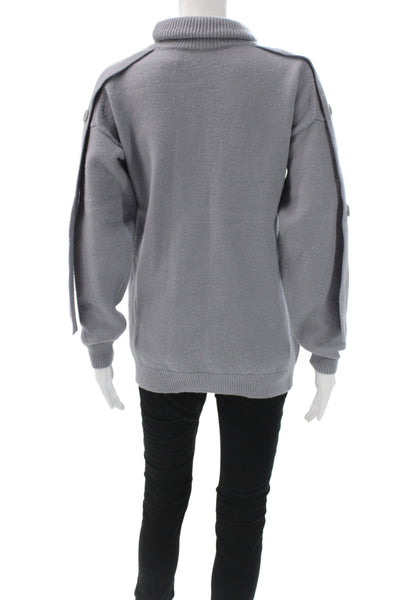 Tibi Women Pullover Turtleneck Gray Long Sleeve Size 2XS