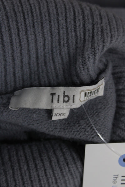 Tibi Women Pullover Turtleneck Gray Long Sleeve Size 2XS