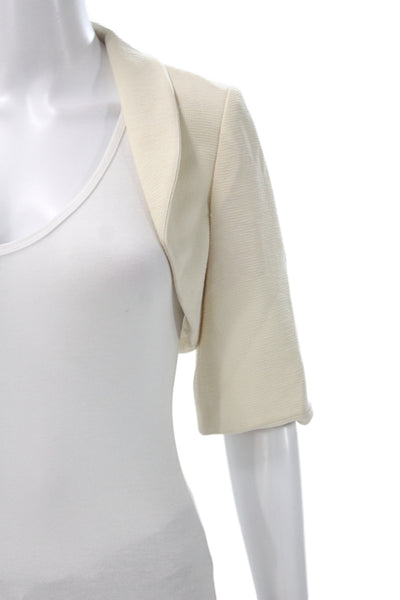 Badgley Mischka Women Basic Jacket Ivory Rayon 3/4 Sleeve Size 4