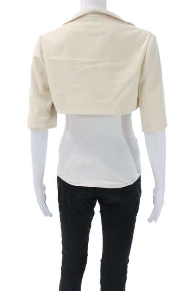 Badgley Mischka Women Basic Jacket Ivory Rayon 3/4 Sleeve Size 4