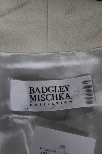 Badgley Mischka Women Basic Jacket Ivory Rayon 3/4 Sleeve Size 4