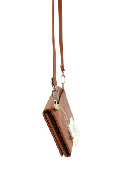 Hobo Womens Leather Essential Wallet Crossbody Shoulder Handbag Brown