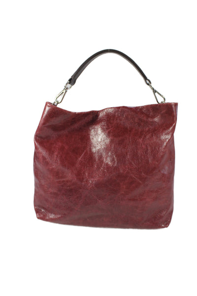 Gianni Chiarini Womens Leather Zipper Closure Shoulder Handbag Red