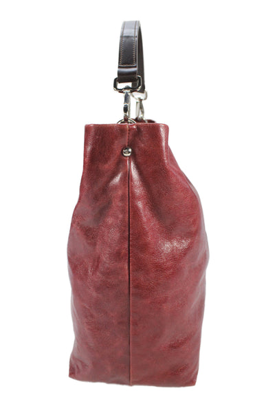 Gianni Chiarini Womens Leather Zipper Closure Shoulder Handbag Red