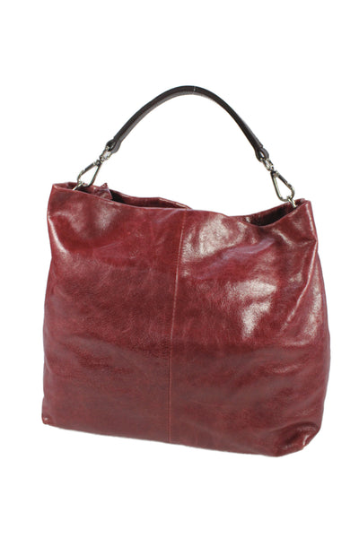 Gianni Chiarini Womens Leather Zipper Closure Shoulder Handbag Red