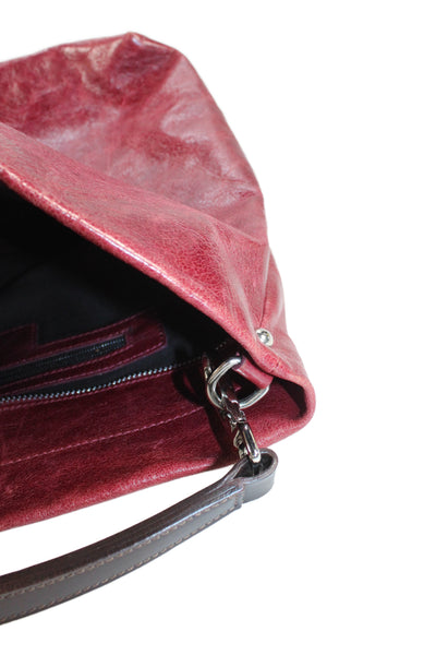 Gianni Chiarini Womens Leather Zipper Closure Shoulder Handbag Red