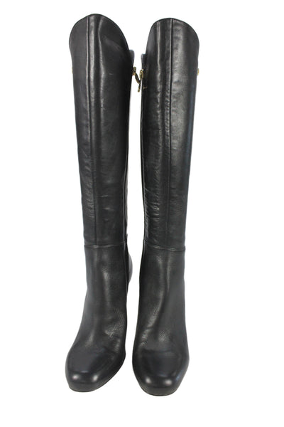 Louise et Cie Womens Leather Knee High Zanda Boots Black Size 8 Medium