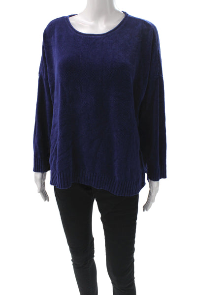 Eileen Fisher Womens Pullover Sweater Blue Scoop Neck Long Sleeve Size 1X