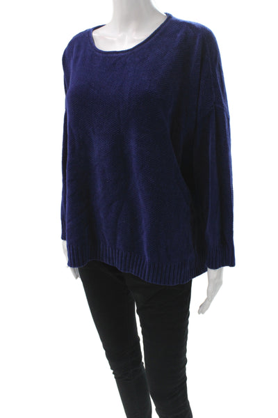 Eileen Fisher Womens Pullover Sweater Blue Scoop Neck Long Sleeve Size 1X