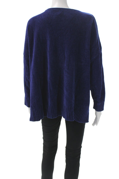 Eileen Fisher Womens Pullover Sweater Blue Scoop Neck Long Sleeve Size 1X
