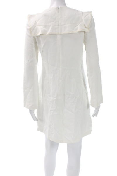 ALC Women Shift Dress White Long Sleeve Round Neck Zip Size 4